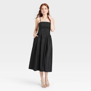 Women's Dropped Waist Midi A-Line Dress